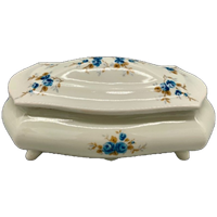 Vintage Bonbonnière Creme Blauwe Bloem