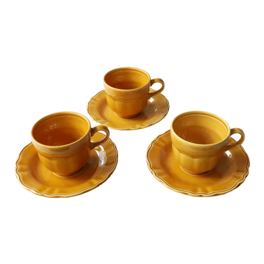Vintage Set Van 3 Kop En Schotel Pagnossin Treviso, Italy Jaren '70 1