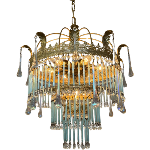 Italiaanse Opaline Blauwe Staafjes Kroonluchter Hanglamp