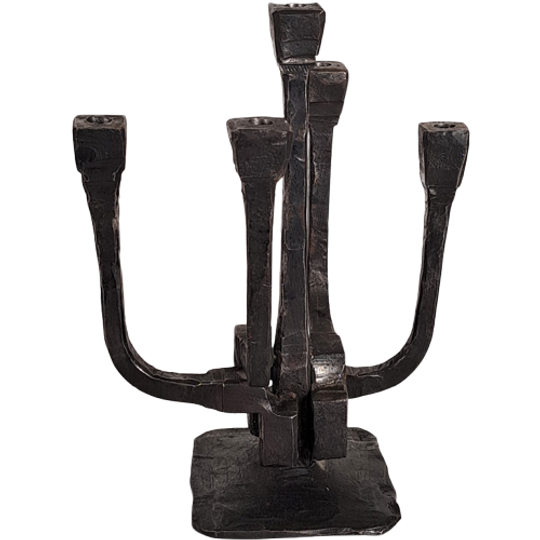 Brutalistische Metalen 5-armige Kandelaar 71035 1