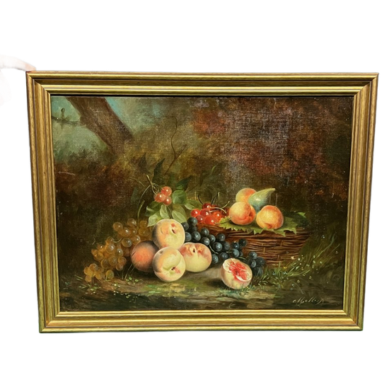 Muller. Signed Still Life "fruits". Oil On Canvas. 1