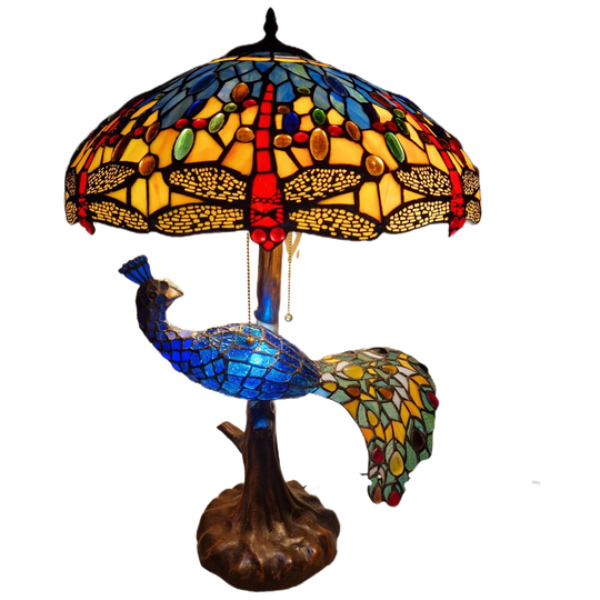 Tiffany-stijl Dragonfly Lamp Pauw 70x45 1