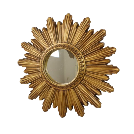 Kleine Vintage Zonnespiegel Sunburst Spiegel Resine 25cm 1