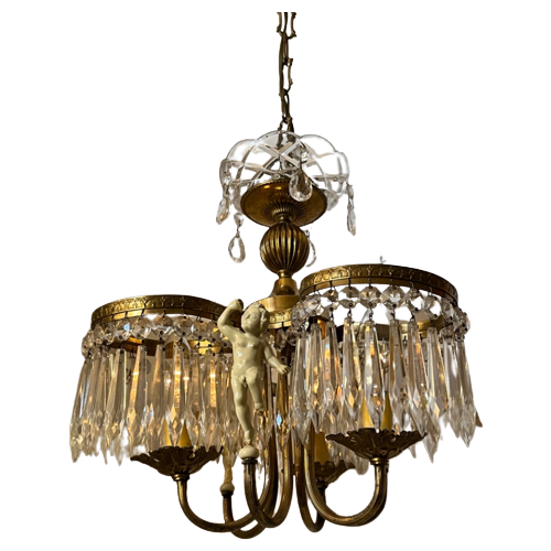 Italiaanse Kroonluchter Punt Vintage Met Putti’S Hanglamp