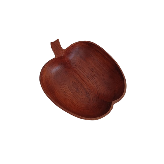 Handgemaakte Appelvormige Schaal. Teak. Mid-century 1
