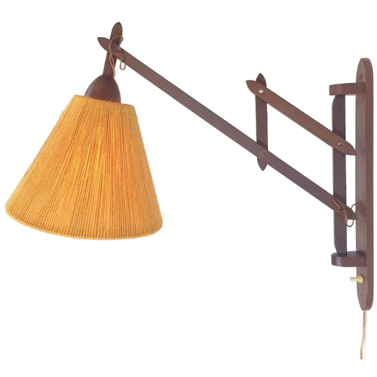 Vintage Fog & Mørup Teak Wandlamp Schaarlamp Rope 60 Denmark 1