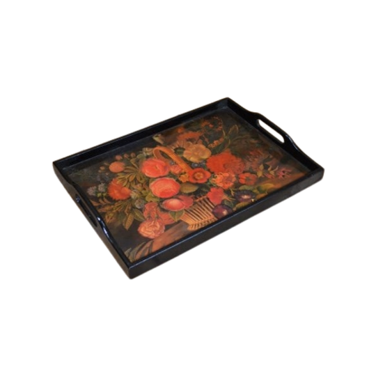 Houten Dienblad Met Bloemen 1