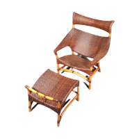 Lounge Chair And Footstool Designed By Yuzuru Yamakawa Rattan And Bamboo