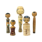 Lot Van 5 Vintage Kokeshi Poppen Japan Berk Showa Periode thumbnail 1