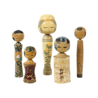 Lot Van 5 Vintage Kokeshi Poppen Japan Berk Showa Periode