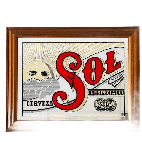 Vintage Mexicaanse Cerveza Sol Bierspiegel 1960’s 1