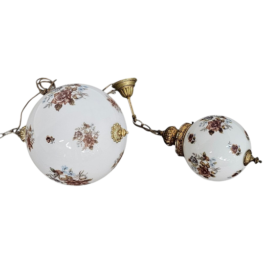 Hall Lamps / Louis Xv Style / Belgium Glass/brass 1970 1