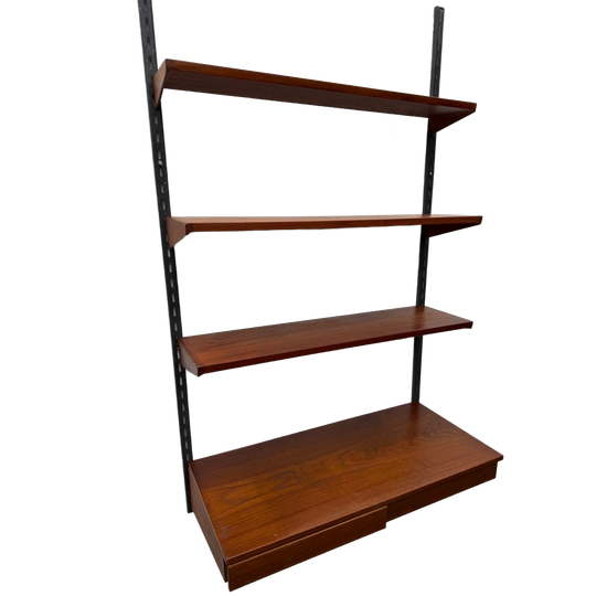 Thuiskantoor Kai Kristiansen Teak Wandplank | Wandmeubel | Bureau | Vintage Rekkensysteem | Deens Design Jaren 60 Scandinavisch 1