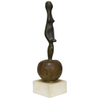 Sculpture Female Figure On Apple By Godfried Pieters thumbnail 1