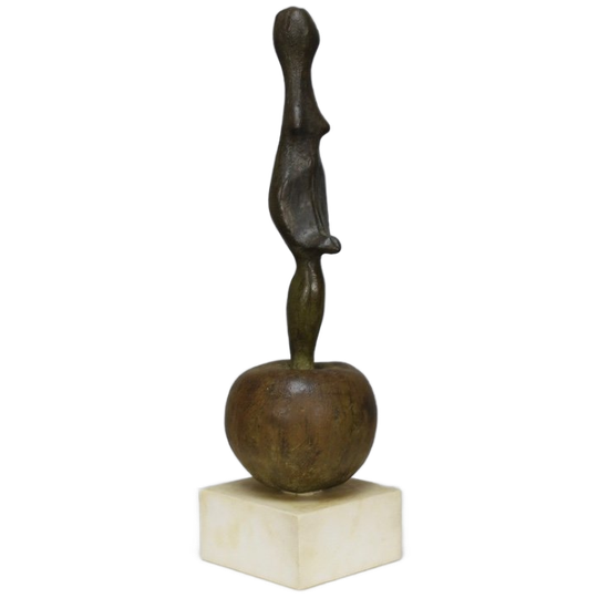 Sculpture Female Figure On Apple By Godfried Pieters 1