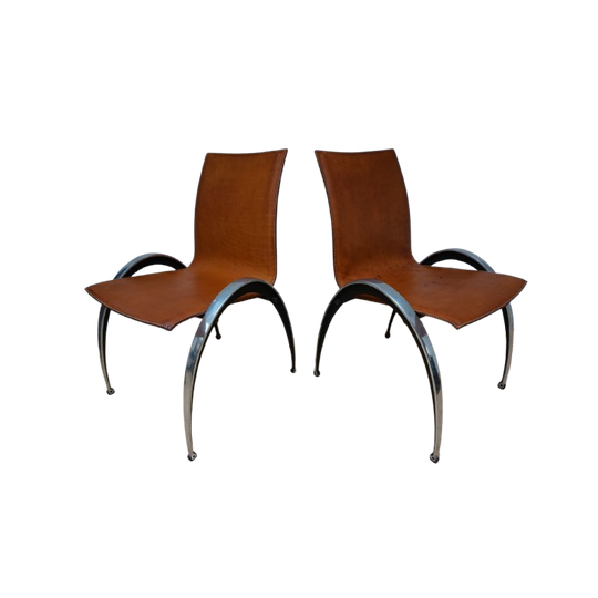 Set Van 4 Leren Stoelen Van Pierre Mazairac & Karel Boonzaaijer Voor Hennie De Jong International 1