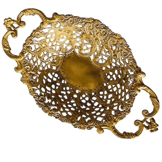 Vintage Italiaanse Messing Fruitmand Barok Filigraan 1960’s 1