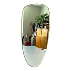 Vintage, Ovale Spiegel Met Smallere Onderkant, Gouden Lijst thumbnail 1