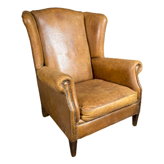 Vintage Schaapsleren Wingback Fauteuil 1