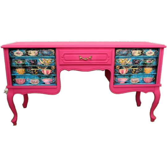 Roze Dressoir, Tv Kast, “theekopjes” - Queen Ann 1