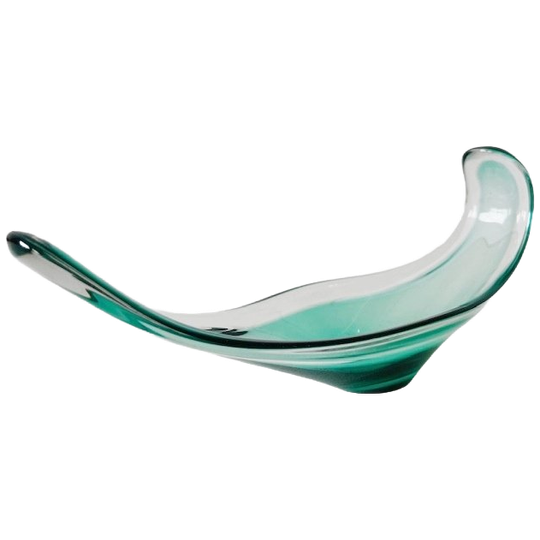 Turquoise Glazen Schaal Van Bayel France 1960’s 1