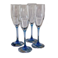 4x Champagneglazen Luminarc France Lichtblauwe Steel