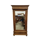 Antieke Spiegelkast, Kledingkast Met Facet Geslepen Spiegel, Demonteerbaar Afm. 104x43cm En 220cm Hoog. thumbnail 1