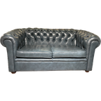 Engelse Chesterfield 2,5 Zits In Jeans Blauw Leder thumbnail 1