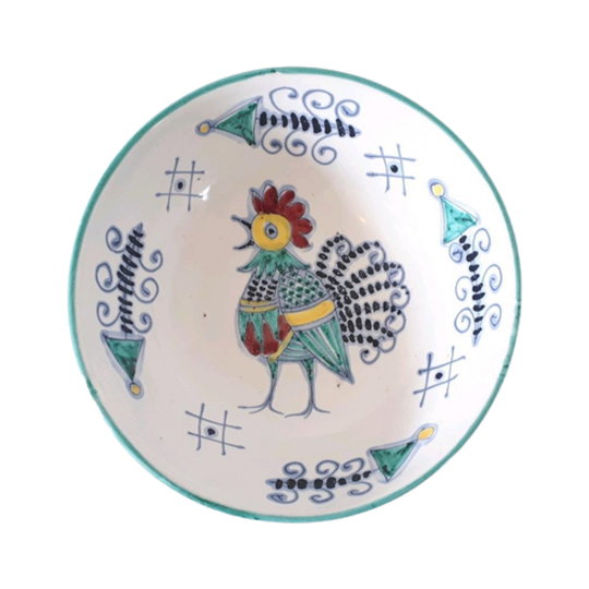 Vintage Schaal Keramiek Italy Met Haan Salade Schaal 1