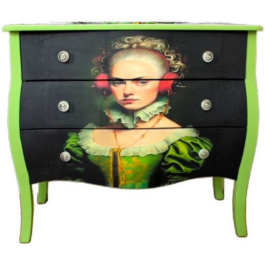 Groene Ladekast “vrouw Met Koptelefoon” - Eclectisch 1