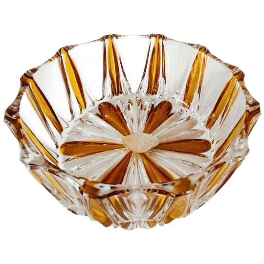 Vintage Bleikristall Schaaltje Amber Transparant Kristal 1960’s 1
