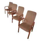 Teak & Fabric Dining Chairs From Dyrlund, 1960s, Set Of 4 thumbnail 1