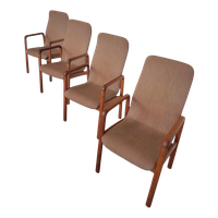 Teak & Fabric Dining Chairs From Dyrlund, 1960s, Set Of 4