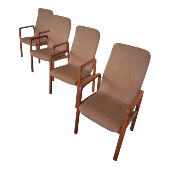 Teak & Fabric Dining Chairs From Dyrlund, 1960s, Set Of 4 1