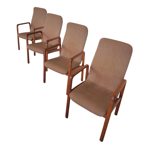 Teak & Fabric Dining Chairs From Dyrlund, 1960S, Set Of 4