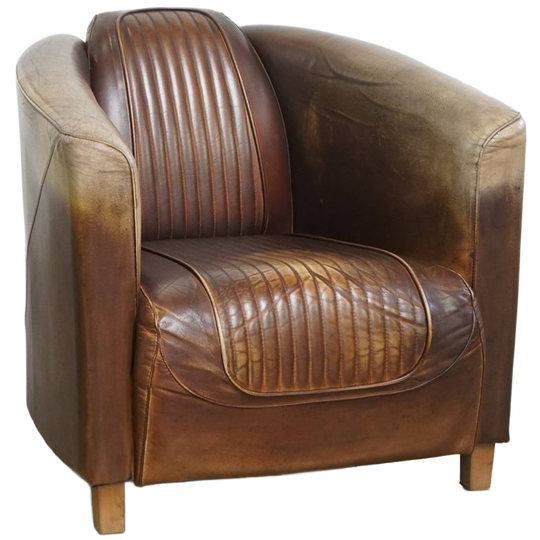 Unieke En Tijdloze, Exclusieve Rundleren Delta Chesterfield Aviator Fauteuil Met Een Mooie Kleure 1