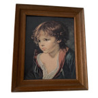 Mooie Houten Vintage Lijst Met Prent Meisje thumbnail 1