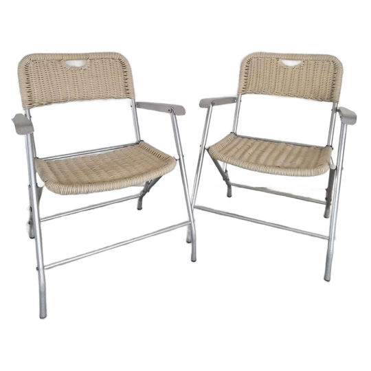 Een Paar Hilbrant Aluminium Klapstoelen Mid Century Vintage 1