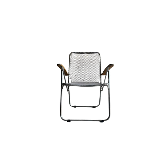 2 Vintage Aluminium Wirefolding Chairs 1