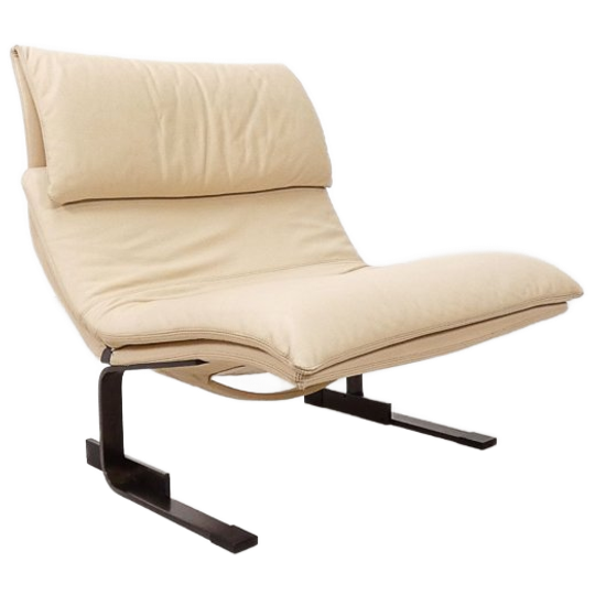 Saporiti Onda Fauteuil In Crème-kleurig Leder 1