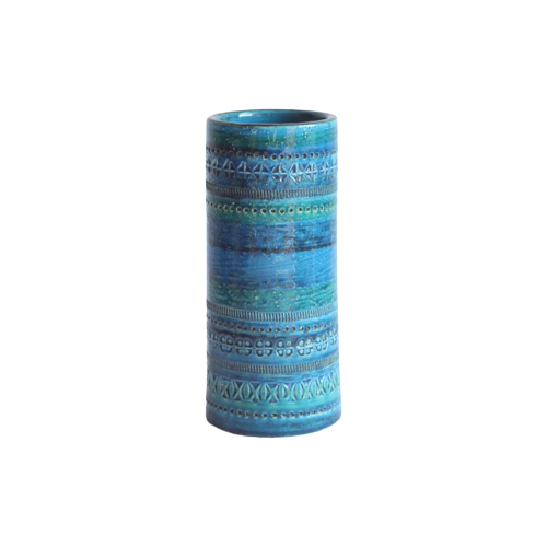 Bitossi Rimini Blue Cylinder Vase, Italy 1960S