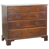 Mooie Antieke Engelse Vol Eikenhouten Commode/ Ladekast Uit Eind 18E Eeuw Met 5 Lades