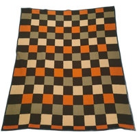 Deken Bruin Oranje En Creme Geblokt