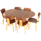 Cees Braakman Voor Pastoe Eetkamerset Tb35 Eettafel + Sb02 6 Eetkamerstoelen thumbnail 1