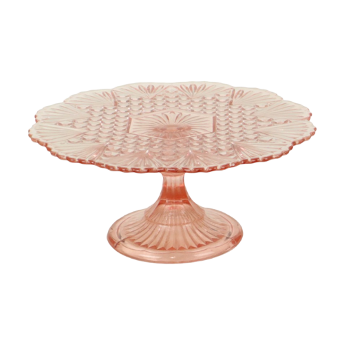 Grote Roze Taartschaal Standaard Depression Glass Art Deco 30Cm