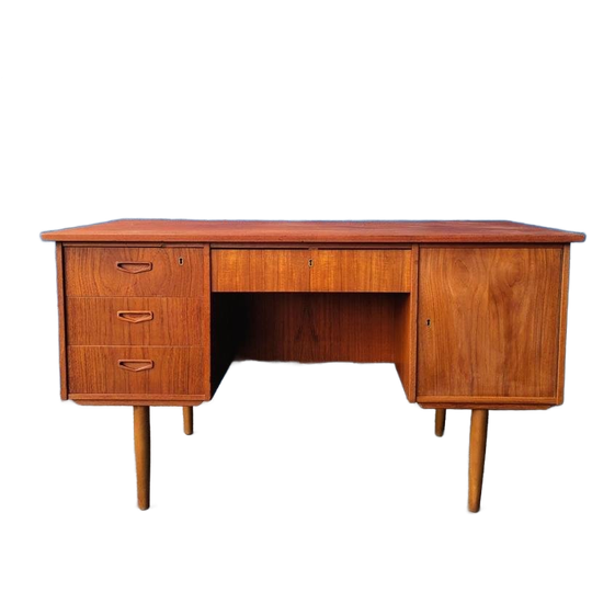 Vintage Deens Teak Bureau/ Vrijstaand/ 1960s 1