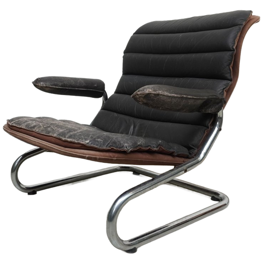 Lounge Chair In Brown Leather, 1970s 1