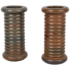 Set Vintage Aardewerk Geribbelde Cilinder Vaas Scandinavisch thumbnail 1