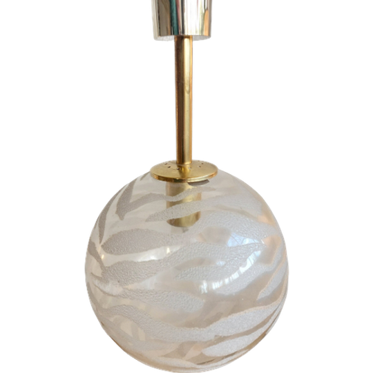 Vintage Hanglamp Fischer Leuchten Messing / Glas 1