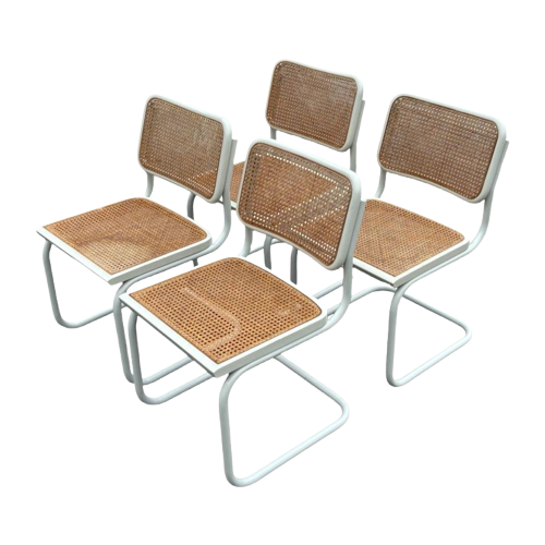 Vintage Cesca Model Marcel Breuer Stoelen Set Van Vier